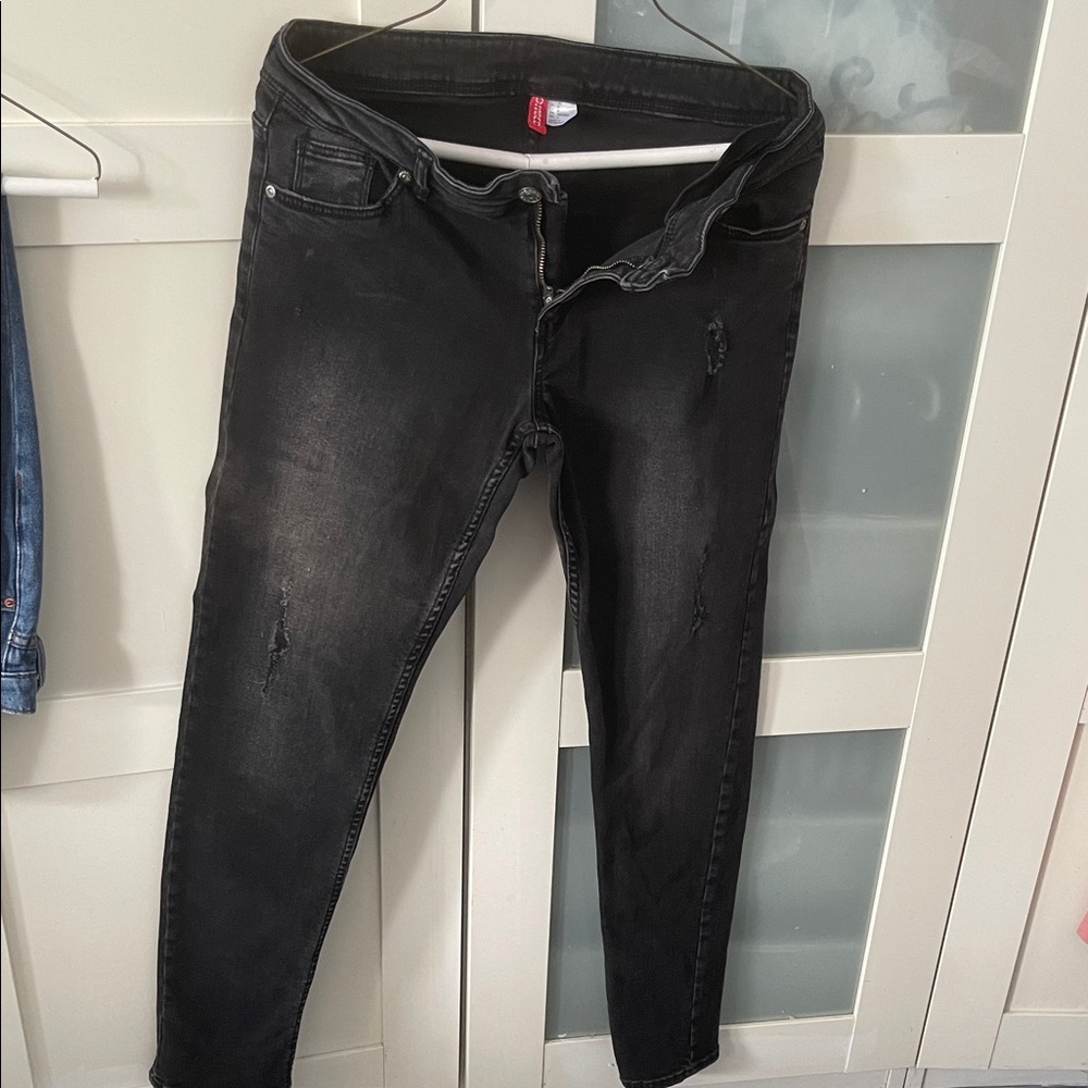 Divided Black Skinny Jeans with Faded & Distressed Details